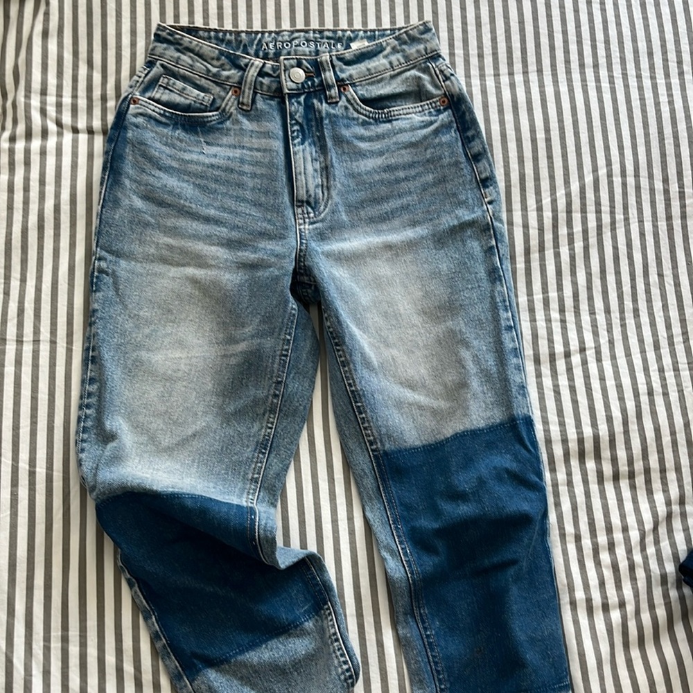 Patchwork mom jeans